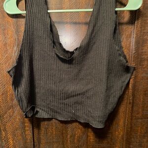 SHEIN Black Ribbed Crop Top